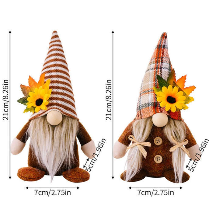 Christmas Thanksgiving Decorations Sunflower Maple Leaf Doll Faceless Doll Ornament(Girl)