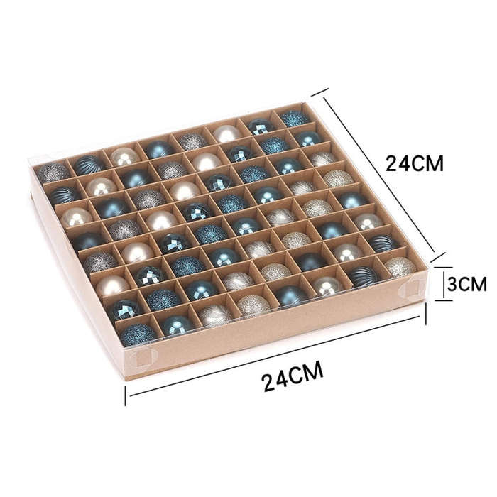 64pcs /Pack 3cm Small Plastic Christmas Ball Ornaments Set for Xmas Tree(Blue Gold)