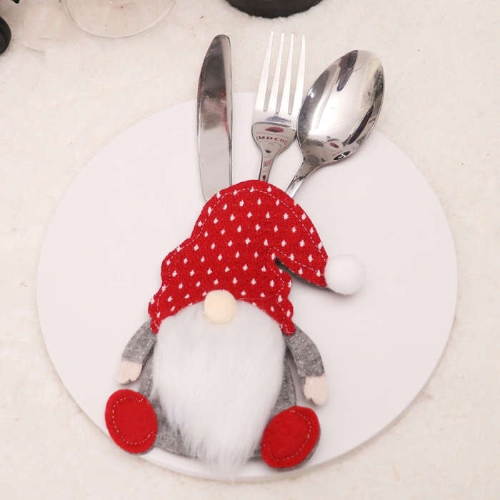 C Style Cartoon Faceless Doll Knife Fork Cover Christmas Decorations