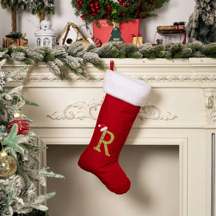 Velvet Alphabet Stock Christmas Decoration Supplies DIY Gift Stock, Style: R