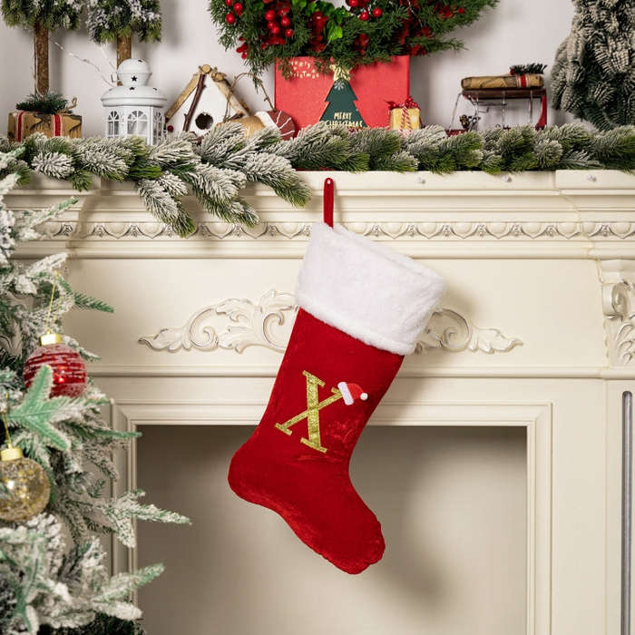 Velvet Alphabet Stock Christmas Decoration Supplies DIY Gift Stock, Style: X