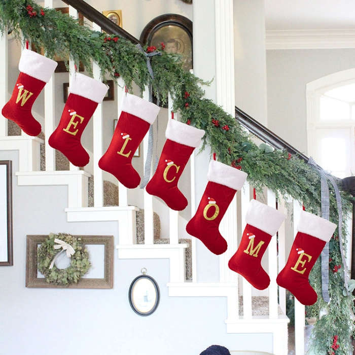 Velvet Alphabet Stock Christmas Decoration Supplies DIY Gift Stock, Style: E