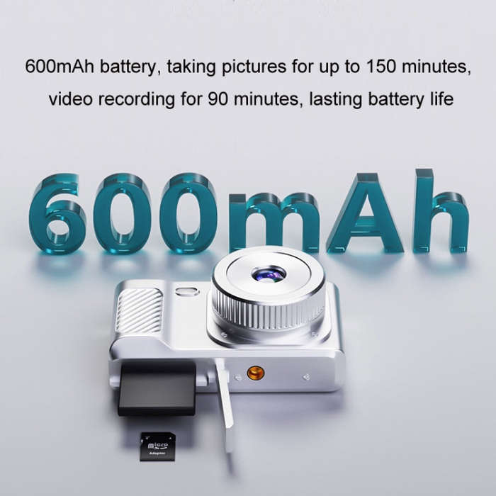 1080P HD Student Retro Digital Card Camera, Color: White