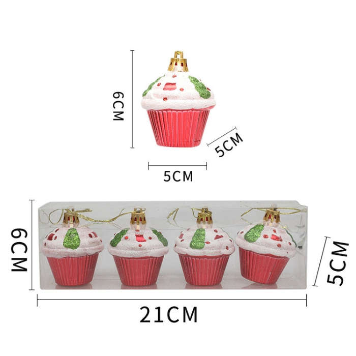 4pcs /Box Glossy Round Pastry Christmas Balls Painted Christmas Tree Hanging Decoration(Gold)