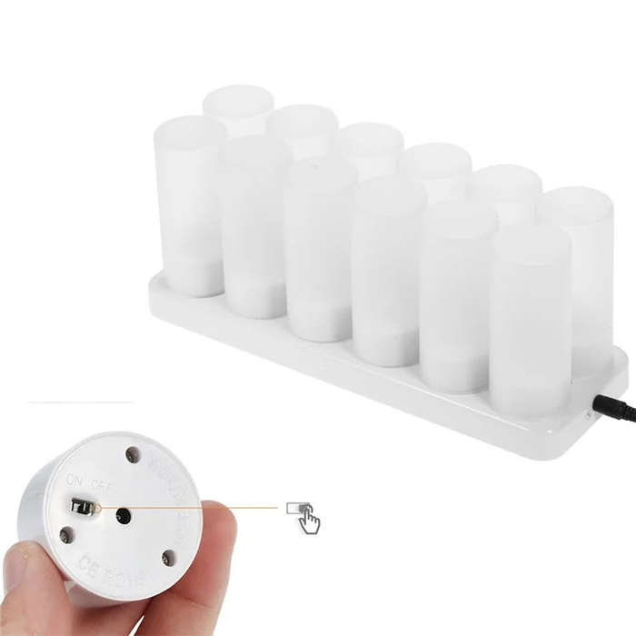 12pcs /Set Rechargeable Candle Lamp Colorful Lighting Romantic Holiday Light with Remote Control(...