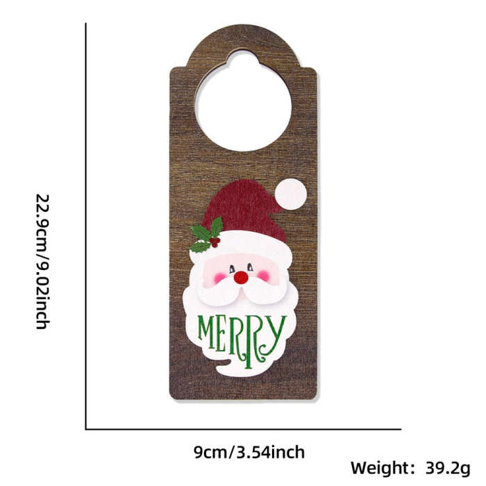 Christmas Door Handle Pendants Holiday Party Door Decoration(Santa Claus with Hat)