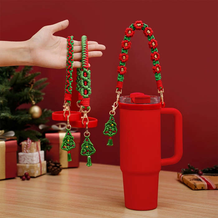 For Stanley Water Cup Christmas Hand-held Rope Knitted Strap(K68895)