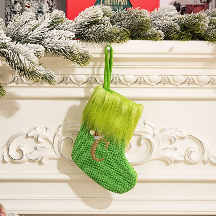 Knitted Letter Christmas Sock DIY Home Hangings, Style: C