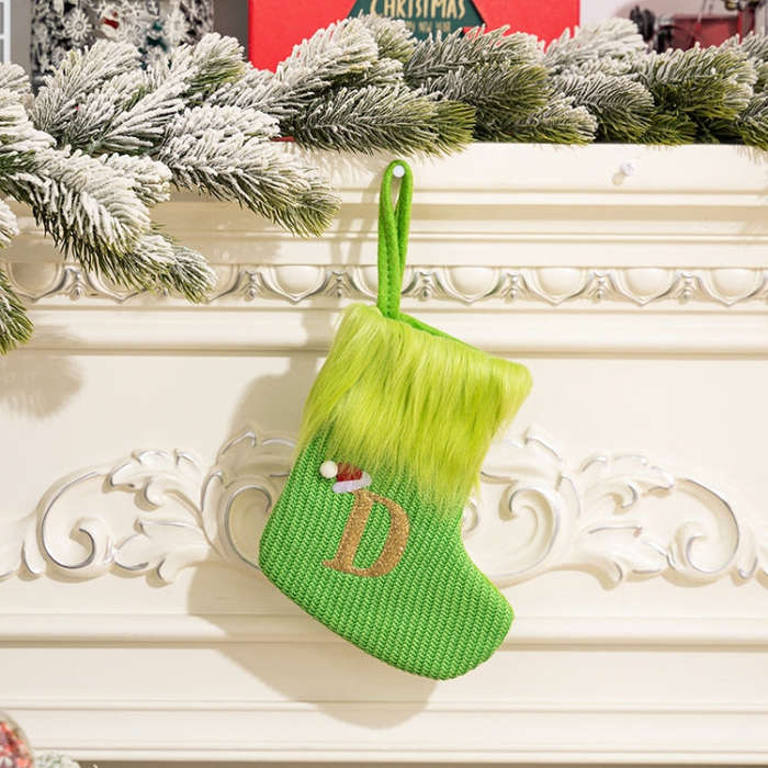 Knitted Letter Christmas Sock DIY Home Hangings, Style: D