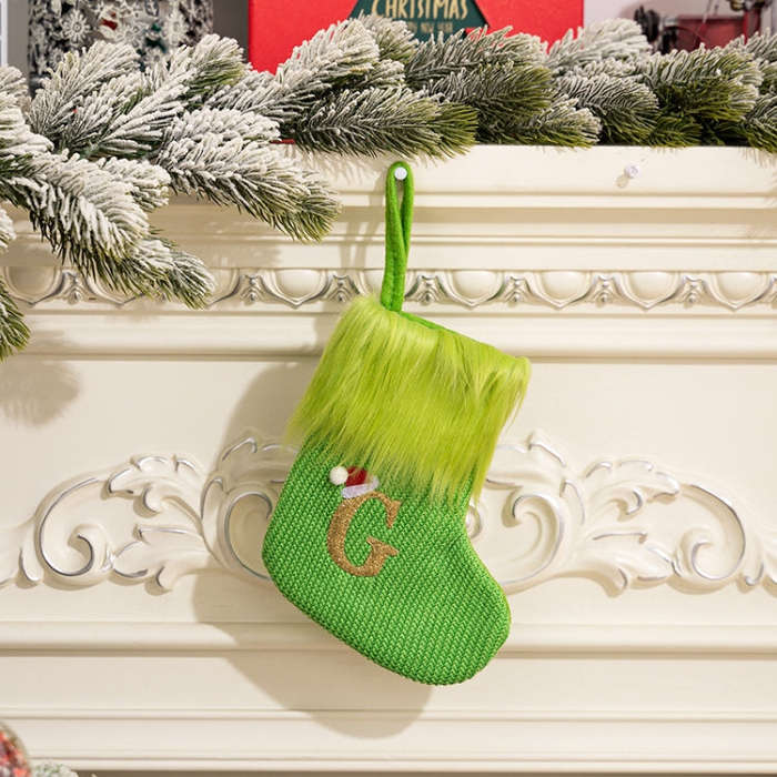 Knitted Letter Christmas Sock DIY Home Hangings, Style: G