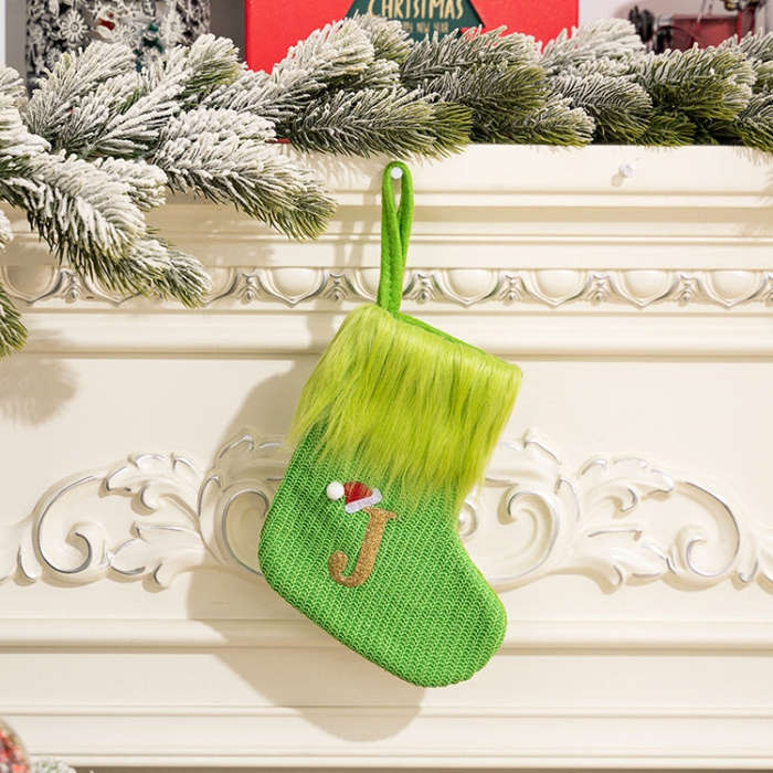 Knitted Letter Christmas Sock DIY Home Hangings, Style: J