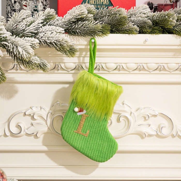 Knitted Letter Christmas Sock DIY Home Hangings, Style: L