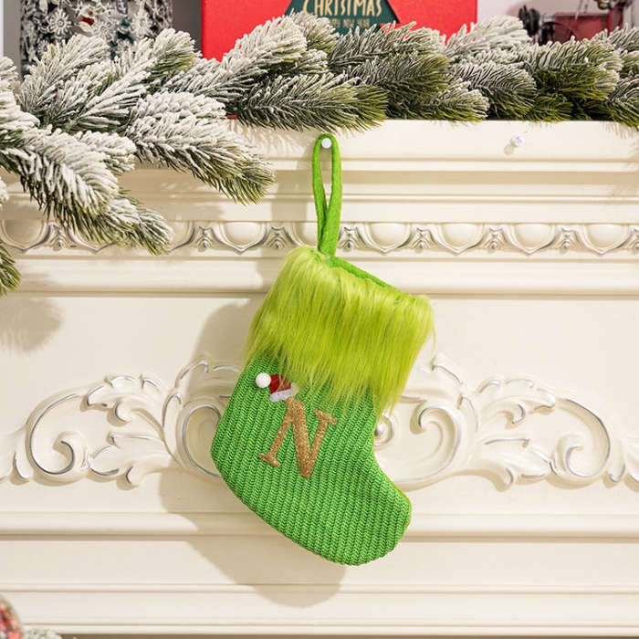 Knitted Letter Christmas Sock DIY Home Hangings, Style: N
