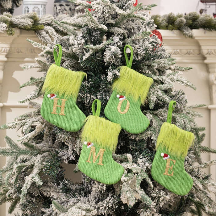 Knitted Letter Christmas Sock DIY Home Hangings, Style: X