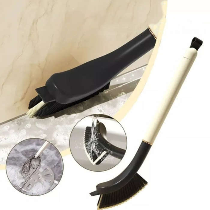 Long Handle Crevice Brush With Hair Clip For Bathroom Window Groove Dead Corner Cleaning