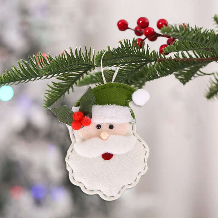 Non-woven Christmas Decorations Christmas Tree Pendants, Spec: Green Hat Santa Claus