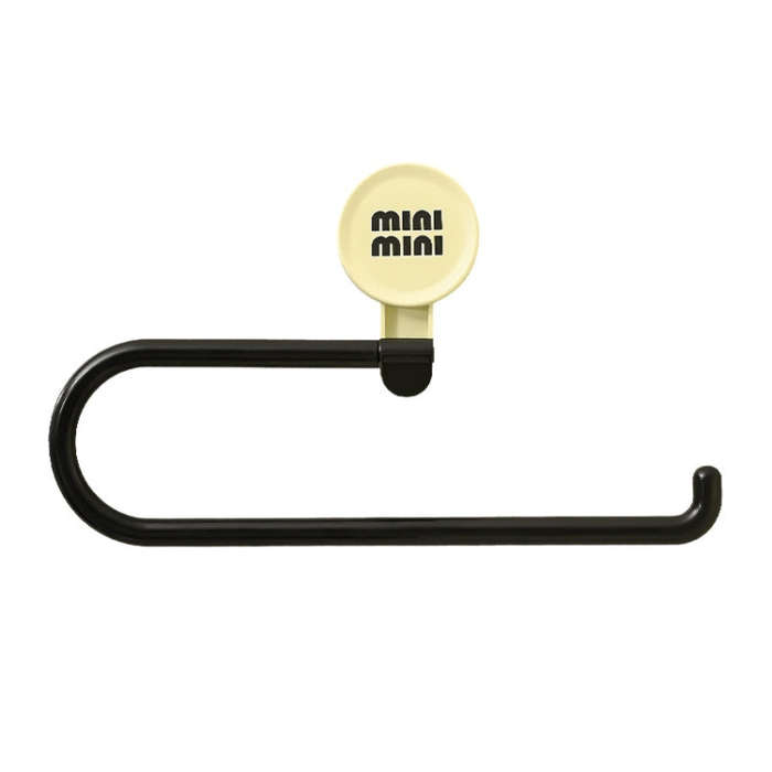 Wall-Mounted Suction Cup Roll Tissue Holder Storage Hook For Cling Film Rag And Towel(Cream)