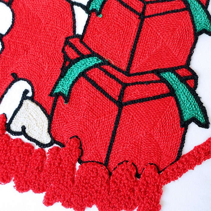 Christmas Embroidery Pillowcase Canvas Sofa Cushion Cover, Pillow Core Not Included, Style: 45x45...