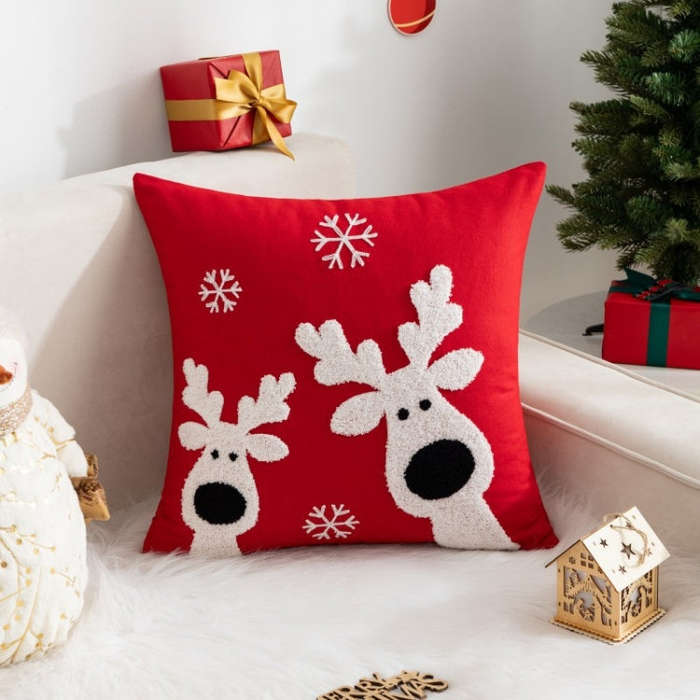 45x45cm Christmas Decoration Pillowcase Cartoon Printing Embroidery Pillow Cushion, Pillow Core N...