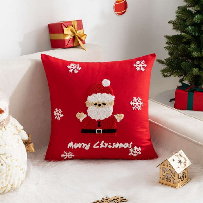 45x45cm Christmas Decoration Pillowcase Cartoon Printing Embroidery Pillow Cushion, Pillow Core N...