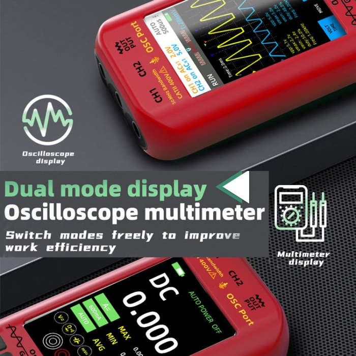 BSIDE O9 Digital Handheld Dual Channel 50MHz Oscilloscope Signal Source Multimeter, Spec: With Du...