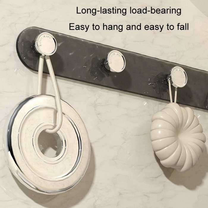 4 Hooks Strong Traceless Adhesive Hooks Nail-free Bathroom Wall Clothes Hanger(Gray)