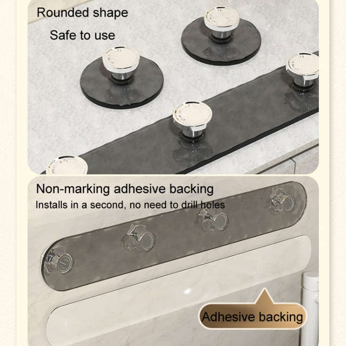4 Hooks Strong Traceless Adhesive Hooks Nail-free Bathroom Wall Clothes Hanger(Gray)