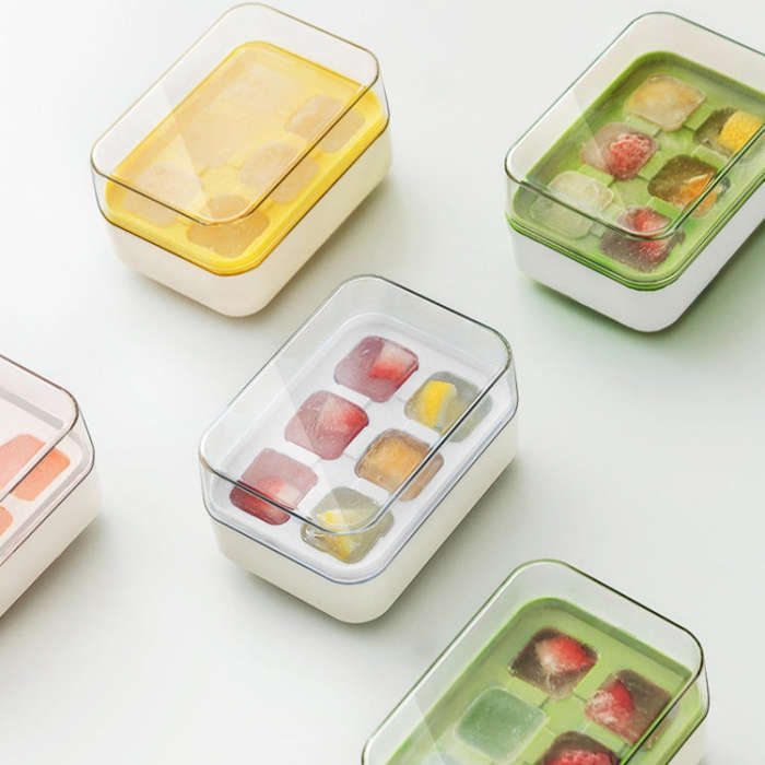 Mini Press Type Ice Cube Mold Food Silicone 6 Cubes Easy to Release Household Ice Lolly Making Bo...