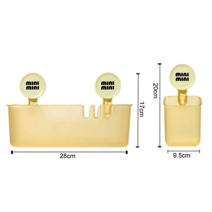 Suction Cup Organizer Home Bathroom Hanging Basket Shelf Wall-mounted Kitchen No-Punch Storage Ra...