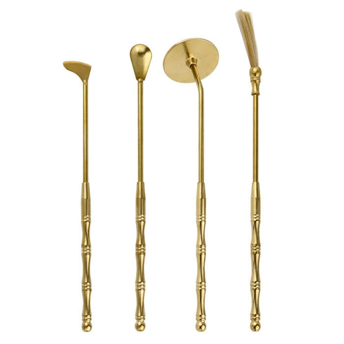 4pcs /Set Brass Incense Making Tools Sandalwood Scoop Shovel Sweeping Ash Pressed Aromatherapy Bu...