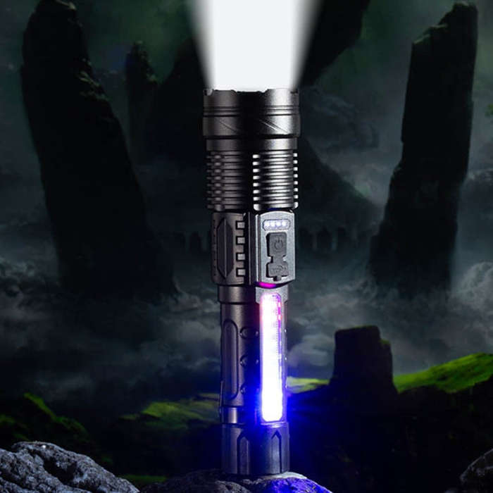 E-SMARTER A76 Telescopic Zoom COB Side Light Strong Light Torch, Style: White Laser