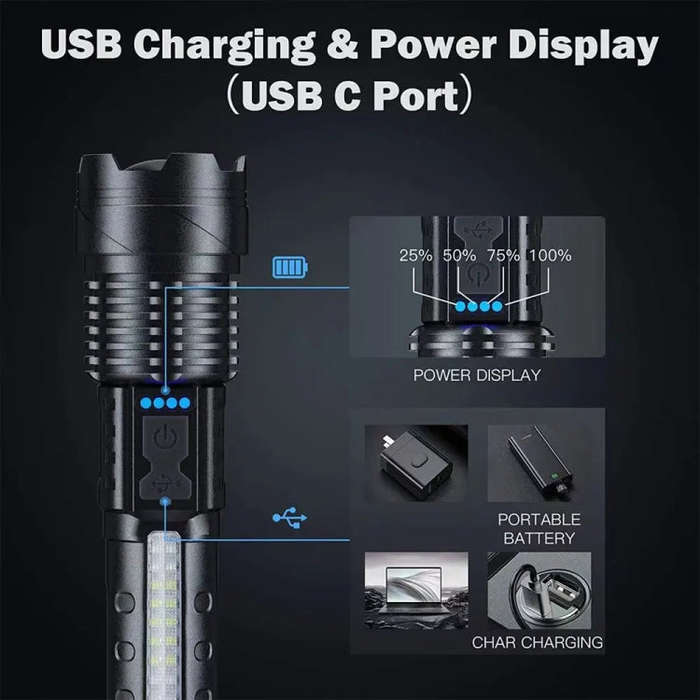 E-SMARTER A76 Telescopic Zoom COB Side Light Strong Light Torch, Style: White Laser