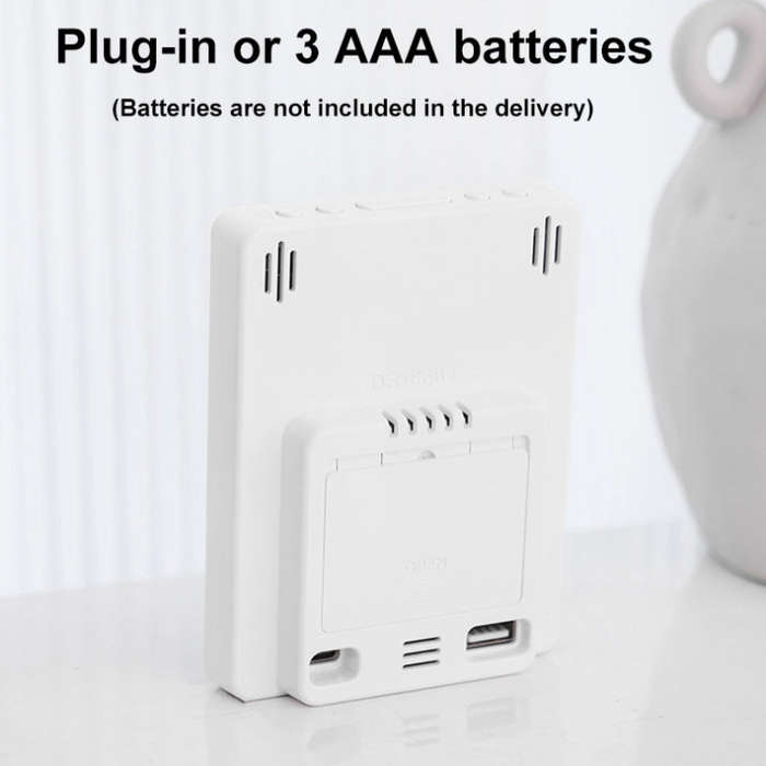 Multifunctional Temperature / Humidity Display Electronic Alarm Clock, Color: Three-color White