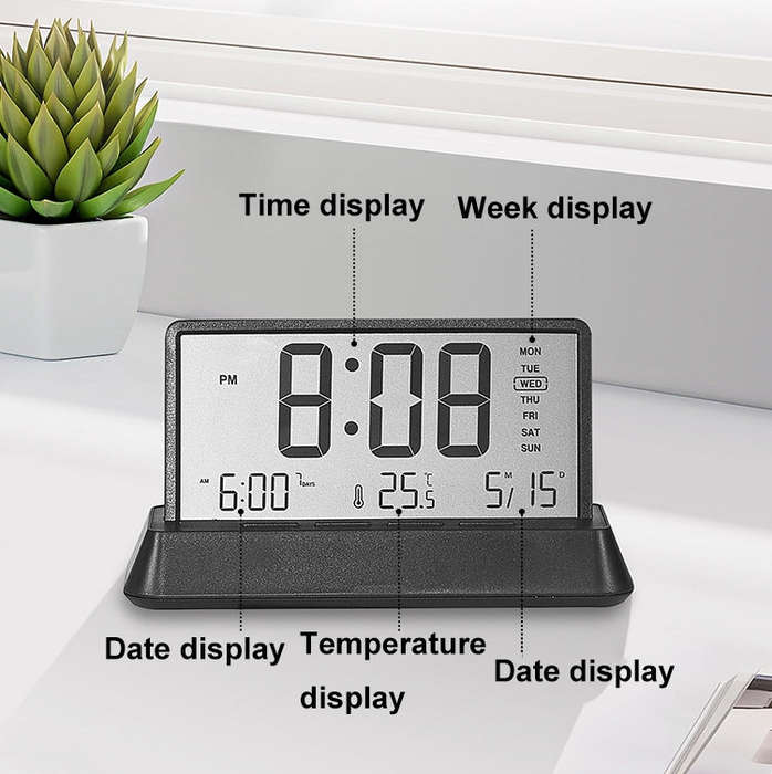 Multifunctional Temperature / Date Display Electronic Alarm Clock(Black Opaque)