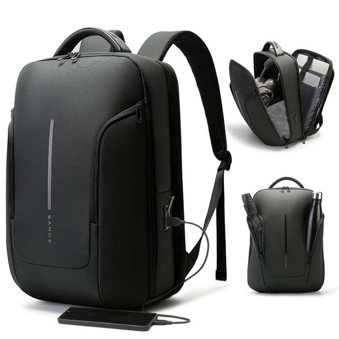 BANGE BG-8013 Men Business Backpack Commuter Laptop Shoulder Bag(Gray)