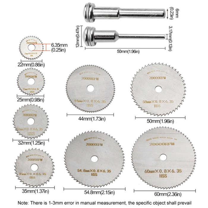 10pcs /Set High-Speed Steel Cutting Blade Multi-Size Cutting Wood PVC Electric Grinder Saw Blade ...