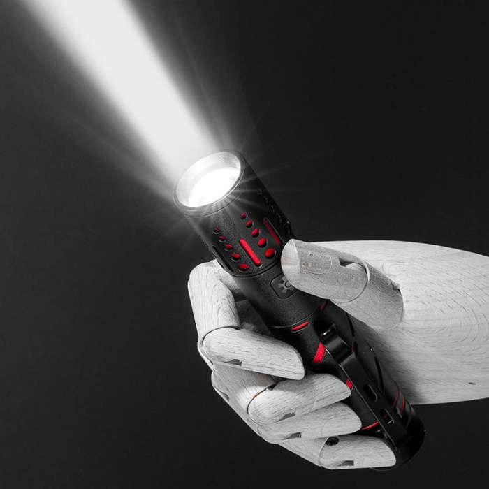E-SMARTER XQ-S50 Mini Laser Flashlight Retractable Zoom Pen Clip LED Emergency Overhaul Flashligh...