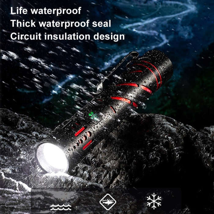 E-SMARTER XQ-S50 Mini Laser Flashlight Retractable Zoom Pen Clip LED Emergency Overhaul Flashligh...