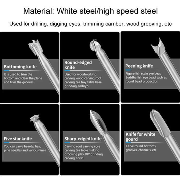10pcs/ Set Electric Wood Carving Root Carving Tools Woodworking Engraving Polishing Tool Heads Mi...