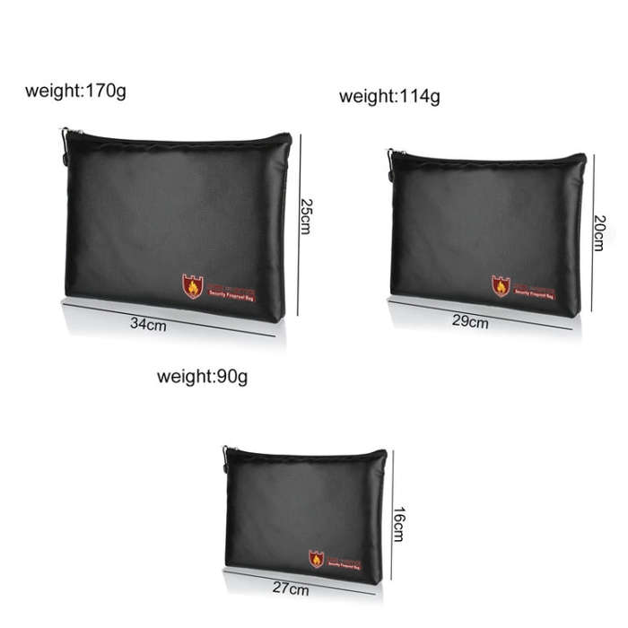 10.6x6.3in Fireproof Waterproof Document And Money Bag Cash Envelope For Jewelry Passport Valuables