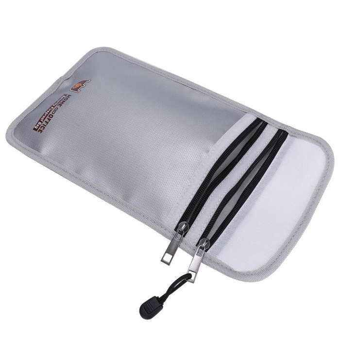 Double Zipper Pockets Fireproof Document Bag Valuables Storage Pouch 10.6x6.9 Inch