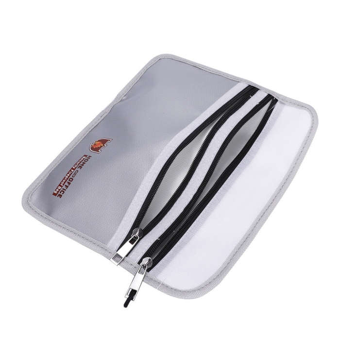 Double Zipper Pockets Fireproof Document Bag Valuables Storage Pouch 10.6x6.9 Inch