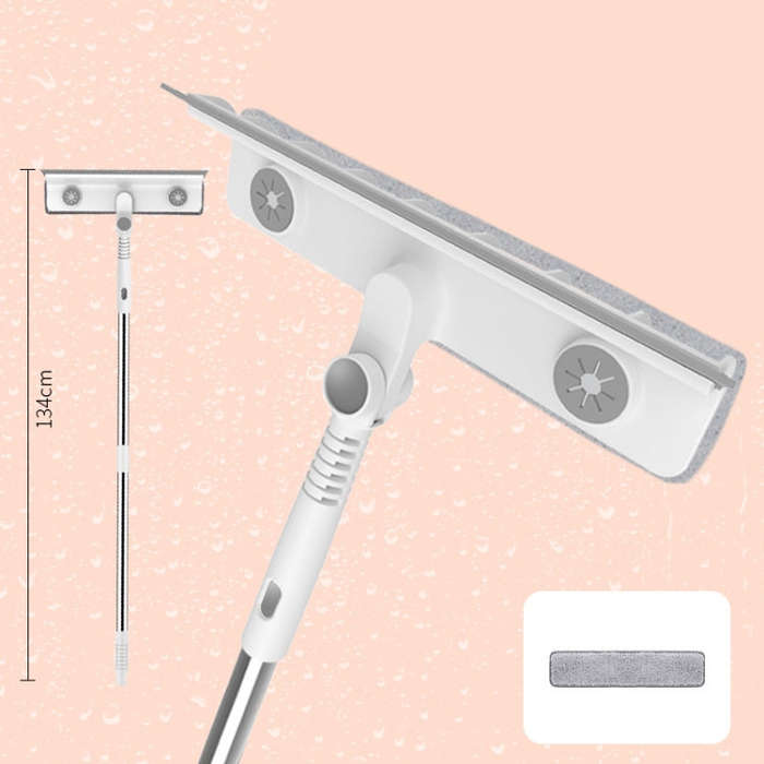 134cm Telescopic Three-section Rod Cleaning and Scraping 2-in-1 Household Glass Cleaning Tool