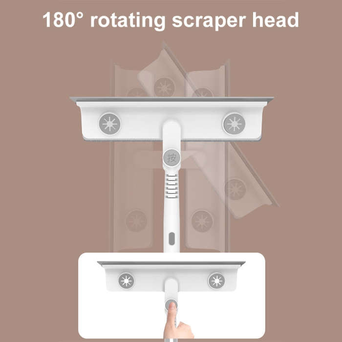 134cm Telescopic Three-section Rod Cleaning and Scraping 2-in-1 Household Glass Cleaning Tool