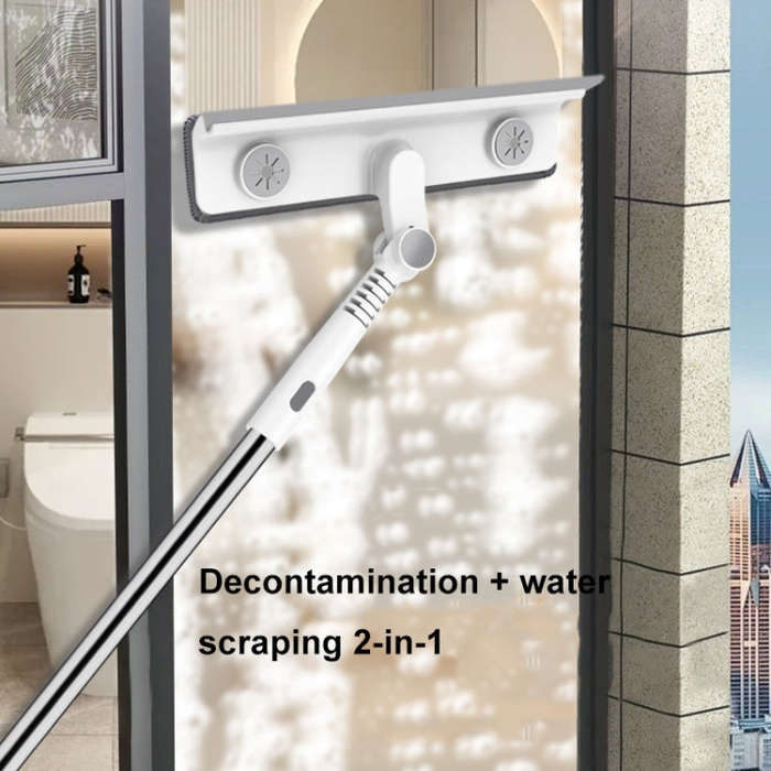 134cm Telescopic Three-section Rod Cleaning and Scraping 2-in-1 Household Glass Cleaning Tool