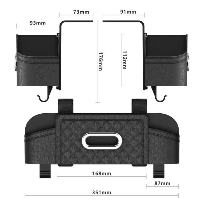 Multifunctional Car Seat Back Tissue Storage Box Hanging Bag(Brown)