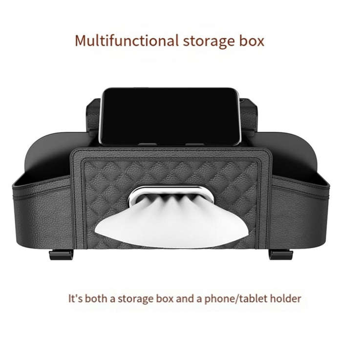 Multifunctional Car Seat Back Tissue Storage Box Hanging Bag(Brown)
