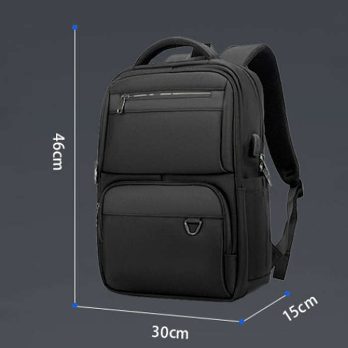 SKV B23889 Men Large Capacity Double-Shoulder Business Laptop Bag(Black)