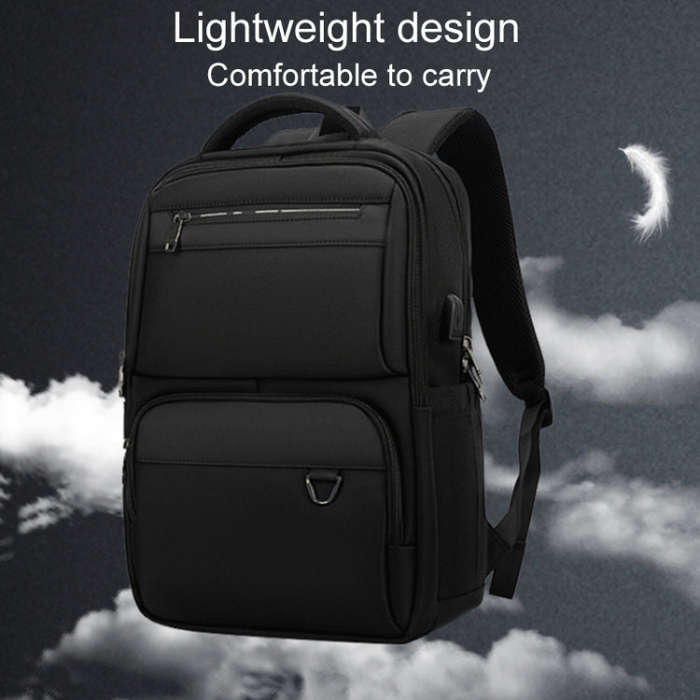 SKV B23889 Men Large Capacity Double-Shoulder Business Laptop Bag(Black)