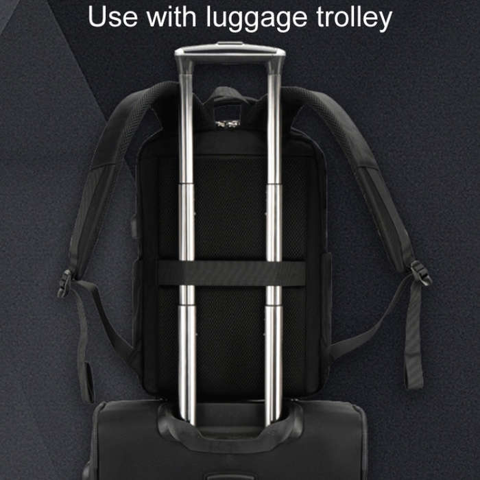 SKV B23889 Men Large Capacity Double-Shoulder Business Laptop Bag(Black)